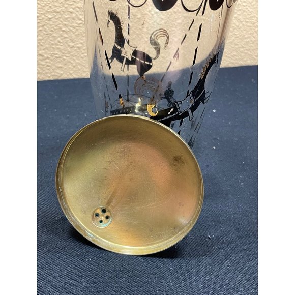 Vintage Circus Carousel Horses Poodles Cocktail Shaker Black Gold Retro - Picture 5 of 9